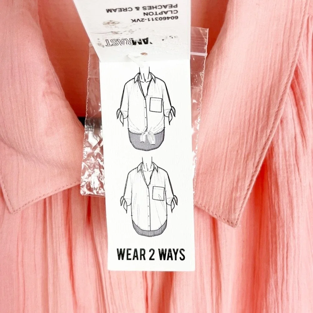 William Rast Blouse Top Large Peach Pink NWT Casual Tunic Spring Summer